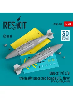   Reskit - GBU-31 (V) 2/B thermally protected bombs U.S. Navy (2 pcs) (F/A-18, AV-8B, F-14D)(3D Printed) (1/48)