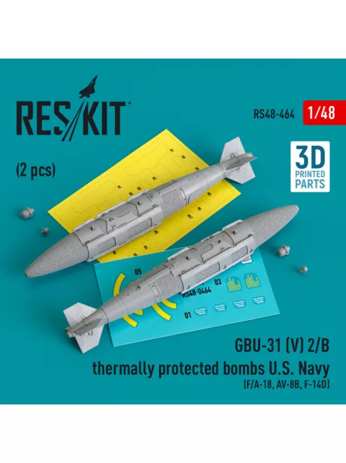 Reskit - GBU-31 (V) 2/B thermally protected bombs U.S. Navy (2 pcs) (F/A-18, AV-8B, F-14D)(3D Printed) (1/48)