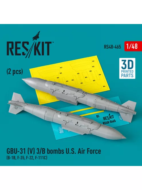 Reskit - GBU-31 (V) 3/B bombs U.S. Air Force (2 pcs) (B-1B, F-35, F-22, F-111C) (3D Printed) (1/48)
