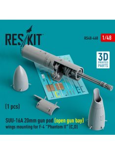   Reskit - SUU-16A 20mm gun pod (open gun bay) wings mounting for F-4 "Phantom II" (C,D)  (1 pcs) (3D Printed)