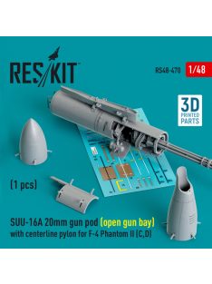   Reskit - SUU-16A 20mm gun pod (open gun bay) with centerline pylon for F-4 Phantom II (C,D) (1 pcs) (3D Print