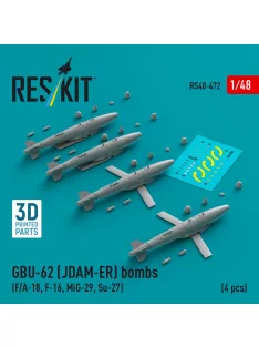   Reskit - GBU-62 (JDAM-ER) bombs (4 pcs) (F/A-18 F-16 MiG-29 Su-27) (3D Printed)