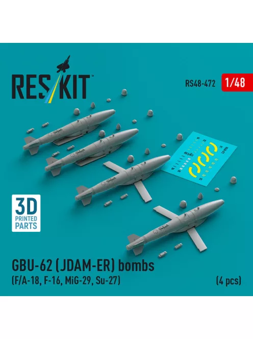 Reskit - GBU-62 (JDAM-ER) bombs (4 pcs) (F/A-18 F-16 MiG-29 Su-27) (3D Printed)
