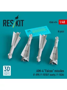   Reskit - AIM-4 Falcon missiles (4 pcs) (F-89H, F-101B/F (early), F-102A) (3D Printed)