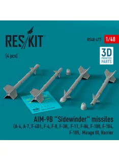   Reskit - AIM-9B "Sidewinder" missiles (4 pcs) (A-4, A-7, F-4D1, F-4, F-8, F-3H,  F-11, F-86,F-100,  F-104, F-