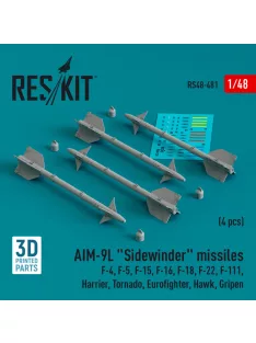   Reskit - AIM-9L "Sidewinder" missiles (4 pcs) (F-4, F-5, F-15, F-16, F-18, F-22, F-111, Harrier, Tornado, Eur