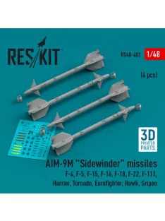   Reskit - AIM-9M "Sidewinder" missiles (4 pcs)  (F-4, F-5, F-15, F-16, F-18, F-22, F-111, Harrier, Tornado, Eu