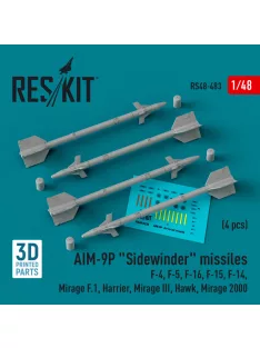   Reskit - AIM-9P "Sidewinder" missiles (4 pcs) (F-4, F-5, F-16, F-15, F-14, Mirage F.1, Harrier, Mirage III, H