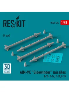   Reskit - AIM-9X "Sidewinder" missiles (4 pcs) (F-15, F-16, F-18, F-35) (3D Printed) (1/48)