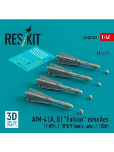   Reskit - AIM-4 (A, B) Falcon missiles (4 pcs) (F-89H, F-101B/F (early, late), F-102A) (3D Printed)