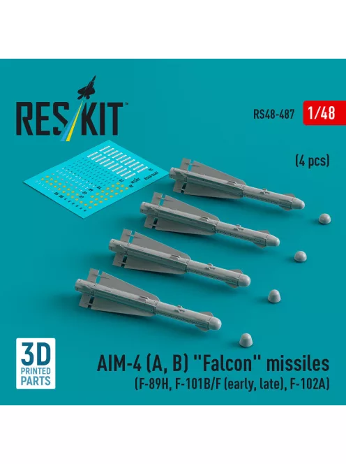 Reskit - AIM-4 (A, B) Falcon missiles (4 pcs) (F-89H, F-101B/F (early, late), F-102A) (3D Printed)