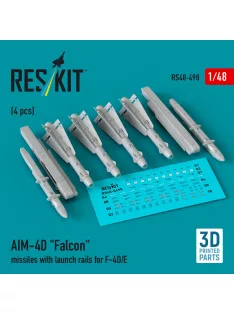   Reskit - AIM-4D Falcon missiles with launch rails for F-4D/E (4 pcs) (3D Printed)