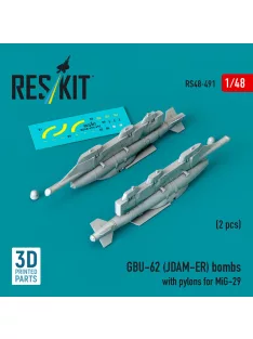   Reskit - GBU-62 (JDAM-ER) bombs with pylons for MiG-29 Fulcrum (2 pcs) (3D Printed)