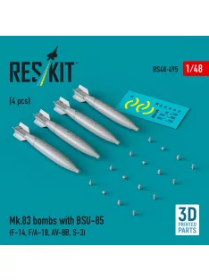  Reskit - Mk.83 bombs with BSU-85 (4 pcs) (F-14, F/A-18, AV-8B, S-3) (3D printed)
