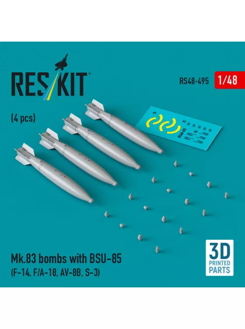 Reskit - Mk.83 bombs with BSU-85 (4 pcs) (F-14, F/A-18, AV-8B, S-3) (3D printed)