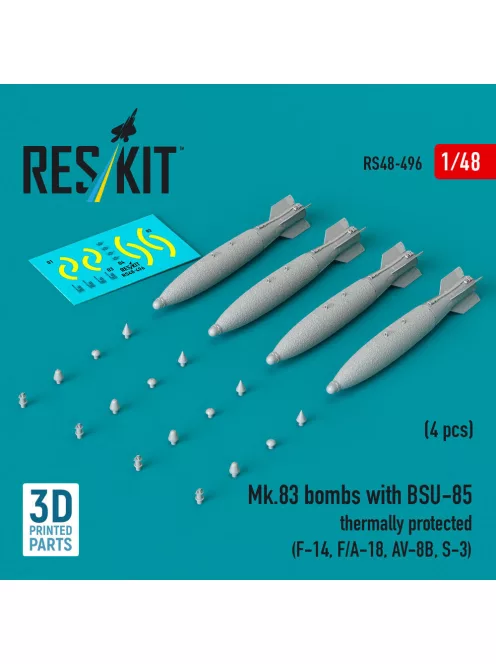 Reskit - Mk.83 bombs with BSU-85 thermally protected (4 pcs) (F-14, F/A-18, AV-8B, S-3) (3D printed)