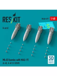  Reskit - Mk.83 bombs with MAU-91 (4 pcs) (A-4E A-4F B-52G/H) (3D printed)