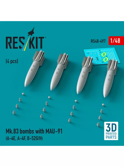 Reskit - Mk.83 bombs with MAU-91 (4 pcs) (A-4E A-4F B-52G/H) (3D printed)