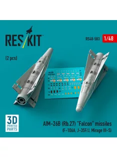   Reskit - AIM-26B (Rb.27) Falcon missiles (2 pcs) (F-106A J-35F/J Mirage III-S) (3D Printed)