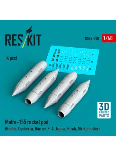   Reskit - Matra-155 rocket pod (4 pcs) (Hunter Canberra Harrier F-4 Jaguar Hawk Strikemaster) (3D Printed)