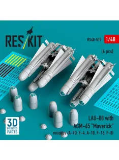   Reskit - LAU-88 with (2 pcs) AGM-65 Maverick missiles (6 pcs) (A-7D, F-4, A-10, F-16) (3D Printed)