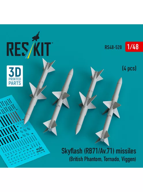 Reskit - Skyflash (RB71/Av.71) missiles (4 pcs) (British Phantom Tornado Viggen) (3D Printed)