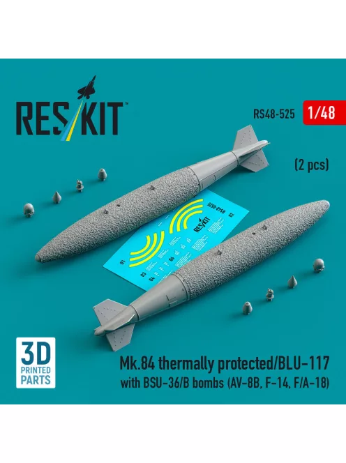 Reskit - Mk.84 thermally protected/BLU-117 with BSU-36/B bombs (2 pcs) (AV-8B, F-14, F/A-18) (3D Printed)