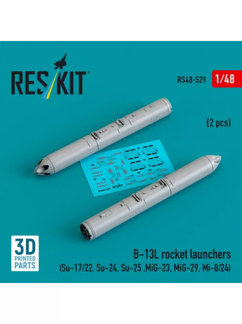 Reskit - B-13L rocket launchers (2 pcs) (Su- Su-24 Su-25 ,MiG-23 MiG-29 Mi- ) (3D Printed)