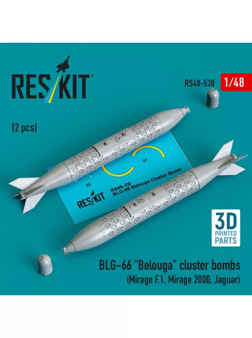 Reskit - BLG-66 Belouga cluster bombs (2 pcs) (Mirage F.1 Mirage 2000 Jaguar) (3D Printed)