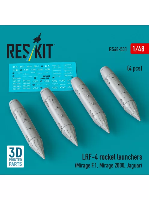 Reskit - LRF-4 rocket launchers (4 pcs) (Mirage F.1, Mirage 2000, Jaguar) (3D Printed)