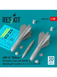   Reskit - AGM-62 Walleye I ER missiles (2 pcs) with AN/AWG-16 data link pod (1 pcs) (A-4, A-6, A-7, F-4, F/A-18) (3D Printed)