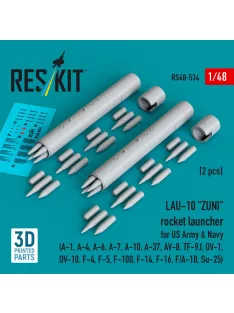   Reskit - LAU-10 ZUNI rocket launcher for US Army & Navy (2 pcs) (A-1, A-4, A-6, A-7, A-10, A-37, AV-8, TF-9J, OV-1, OV-10, F-4, F-5, F-100, F-14, F-16, F/A-18, Su-25) (3D Printed)