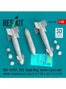   Reskit - GBU-15(V)21 22/B Small Wing bombs (2 pcs) with AN/AXQ-14 data link pod (1 pcs) (F-4 F-15E F-16I F-111 B-52) (3D Printed)