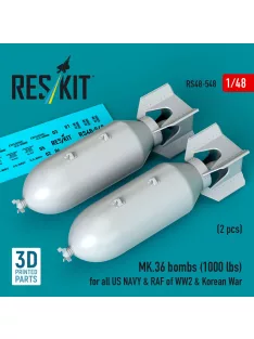   Reskit - MK.36 bombs (2 pcs) (1000 lbs) for all US NAVY & RAF of WW2 & Korean War (3D Printed)