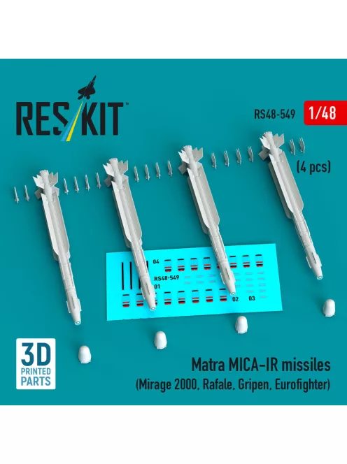 Reskit - Matra MICA-IR missiles (4 pcs) (Mirage 2000 Rafale Gripen Eurofighter) (3D Printed)