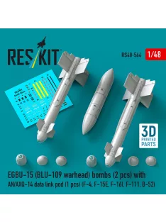   Reskit - EGBU-15 (BLU-109 warhead) bombs (2 pcs) with AN/AXQ-14 data link pod (1 pcs) (F-4, F-15E, F-16I, F-111, B-52) (3D Printed)