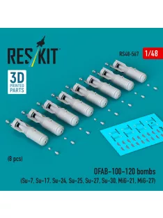   Reskit - OFAB-100-120 bombs (8 pcs) (Su-7 Su-17 Su-24 Su-25 Su-27 Su-30 MiG-21 MiG-27) (3D Printed)