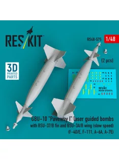   Reskit - GBU-10 Paveway I laser guided bombs with BSU-37/B fin and BSU-3A/B wing (slow speed) (2 pcs) (F-4D/E, F-111, A-6A, A-7E) (3D Printed)