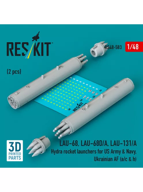 Reskit - LAU-68 LAU-68D/A LAU-131/A Hydra rocket launchers for US Army & Navy Ukrainian AF (a/c & h) (2pcs) (3D Printed)