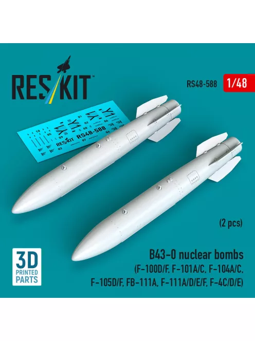 Reskit - B43-0 nuclear bombs (2 pcs) (F-100D/F F-101A/C F-104A/C F-105D/F FB-111A F-111A/D/E/F F-4C/D/E) (3D Printed)