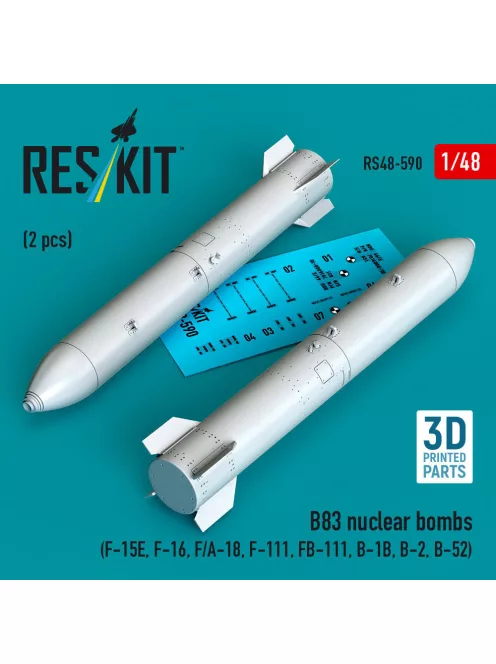 Reskit - B83 nuclear bombs (2 pcs) (F-15E, F-16, F/A-18, F-111, FB-111, B-1B, B-2, B-52) (3D Printed)