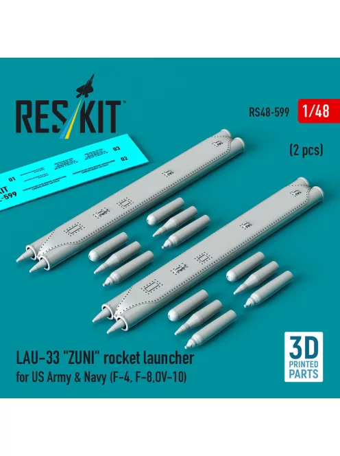 Reskit - LAU-33 ZUNI rocket launcher for US Army & Navy (2 pcs) (F-4 F-8 OV-10) (3D Printed)