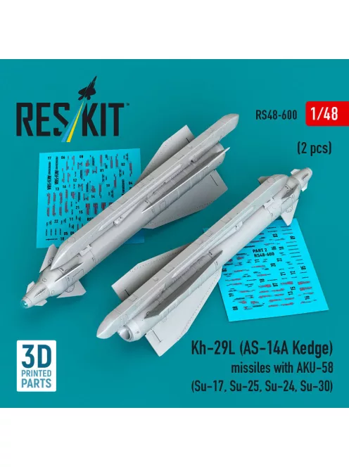 Reskit - Kh-29L (AS-14A Kedge) missiles with AKU-58 (2 pcs) (Su-17, Su-25, Su-24, Su-30) (3D Printed)