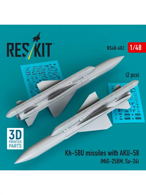 Reskit - Kh-58U missiles with AKU-58 (2 pcs) (MiG-25BM, Su-24) (3D Printed)