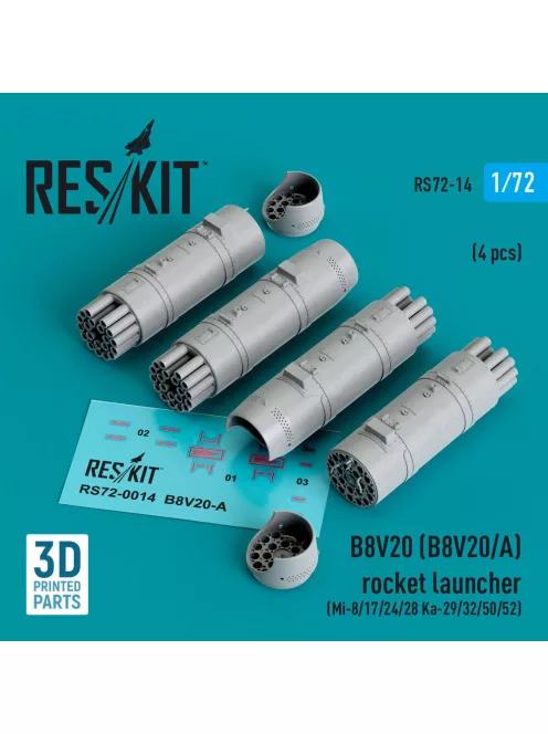 Reskit - B8V20-? rocket launchers (4 pcs) (Mi- / Ka- / ) (3D Printed)