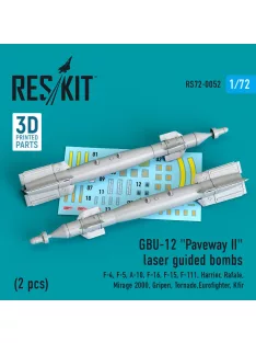   Reskit - GBU-12 Paveway II laser guided bombs (2 pcs) (F-4 F-5 A-10 F-16 F-15 F-111 Harrier Rafale Mirage 2000 Gripen Tornado,Eurofighter Kfir) (3D Printed)