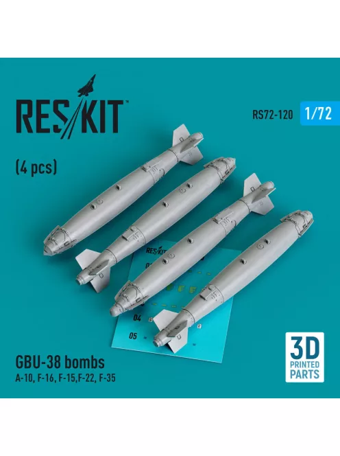 Reskit - GBU-38 bombs (4 pcs) (A-10 F-16 F-15,F-22 F-35) (3D Printed)