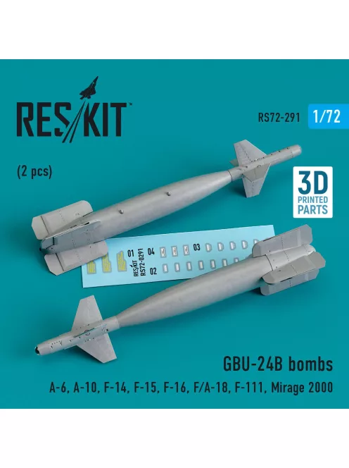 Reskit - GBU-24B bombs (2 pcs) (A-6, A-10, F-14, F-15, F-16, F/A-18, F-111, Mirage 2000) (3D Printed)