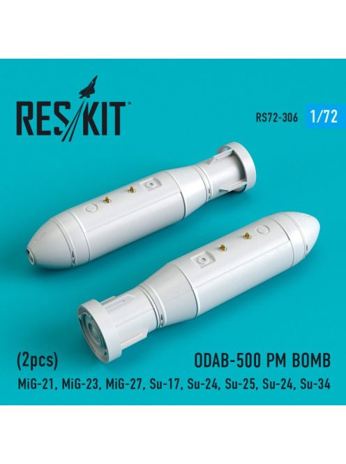 Reskit - ODAB-500PM bombs (2pcs) (Su-17, Su-25, Su-24, Su-33, Su-34, Su-35, MiG-23, MiG-27) (1/72)