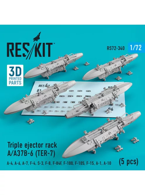 Reskit - Triple ejector rack A/A37B-6 (TER-7) (5 pcs) (A-4 A-6 A-7 F-4 S-3,F-8 F-84F F-100 F-105 F-15 A-1 A-10)